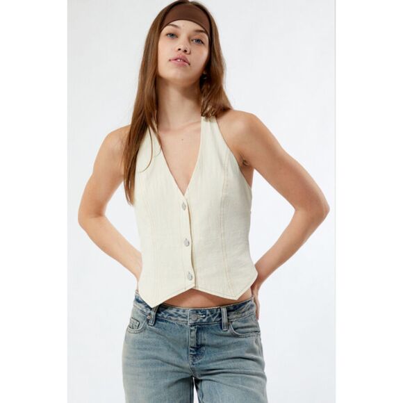 La Hearts Tops - L.A. Hearts Cream Corset Top Size Medium NWT